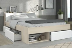160-iger Stauraumbett mit Kleiderschrank, Schreibtisch und Kommode MOST 76