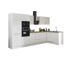 Küchenblock mit E-Geräten CORNWALL (Ecke-Backofen-Geschirrspüler-Kühlschrank-Mikrowelle) II
