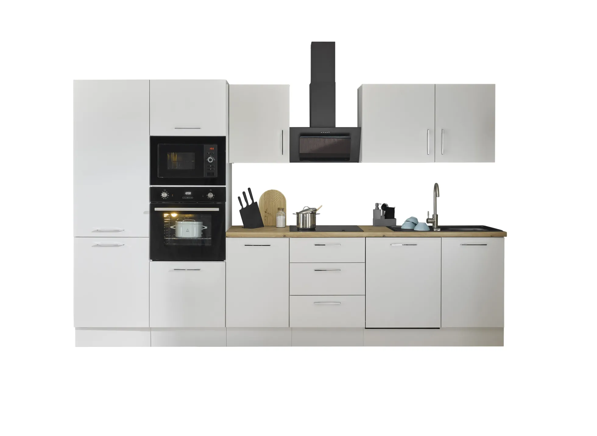 Küchenblock mit E-Geräten CORNWALL (Zeile-Backofen-Geschirrspüler-Kühlschrank-Mikrowelle) II