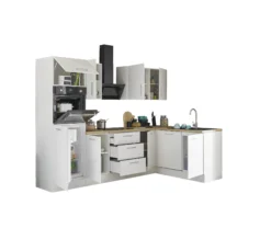 Küchenblock mit E-Geräten CORNWALL (Ecke-Backofen-Geschirrspüler-Kühlschrank) II