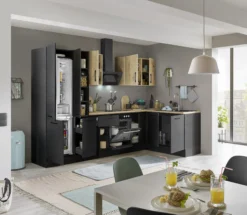Küchenblock mit E-Geräten CORNWALL (Ecke-Kühlschrank-Apotheker) IV