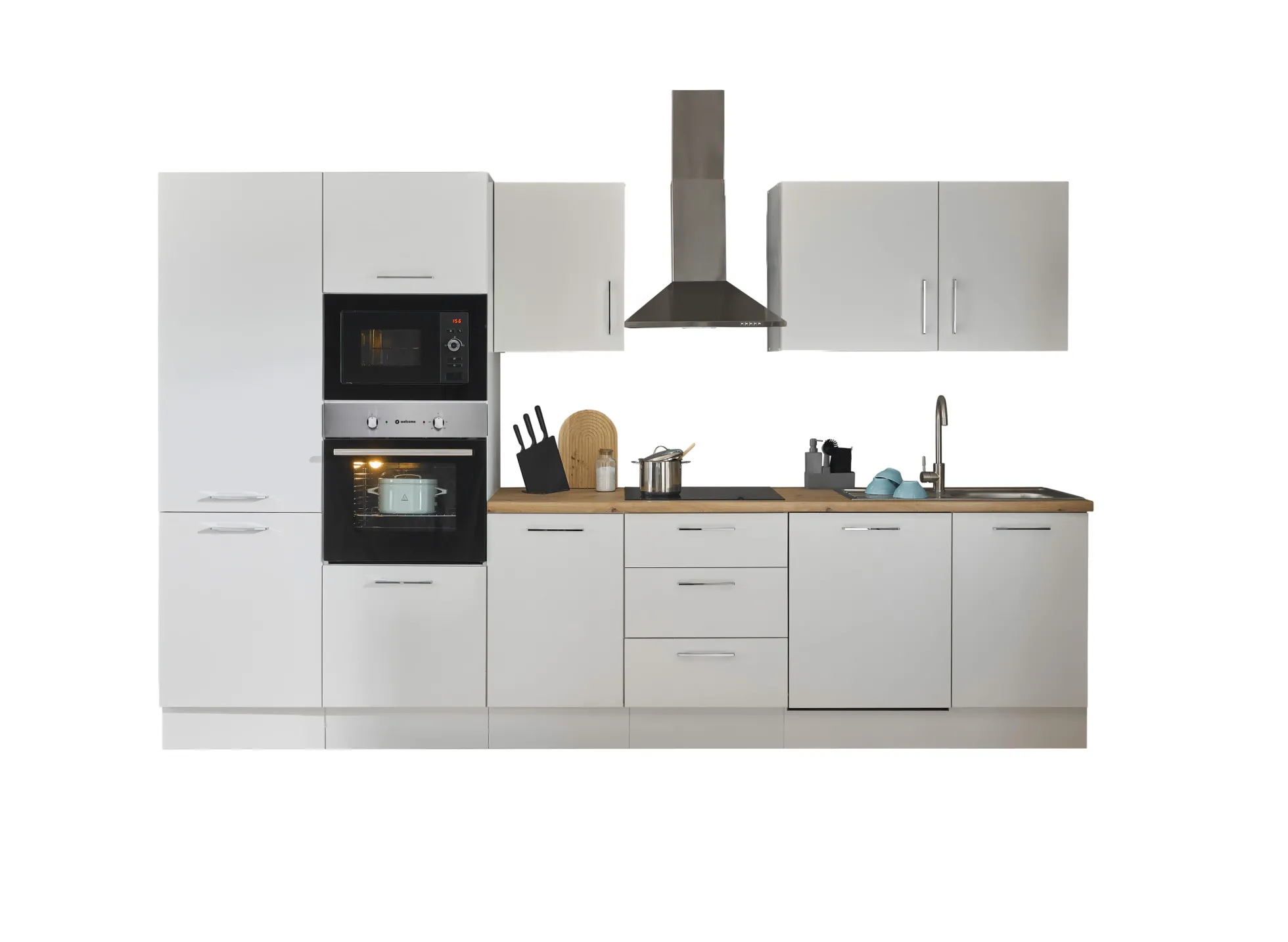 Küchenblock mit E-Geräten CORNWALL (Zeile-Backofen-Geschirrspüler-Kühlschrank-Mikrowelle) I