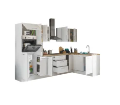 Küchenblock mit E-Geräten CORNWALL (Ecke-Backofen-Geschirrspüler-Kühlschrank) III