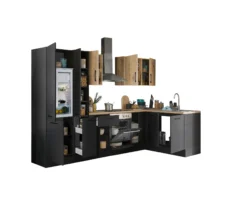 Küchenblock mit E-Geräten CORNWALL (Ecke-Kühlschrank-Apotheker) III