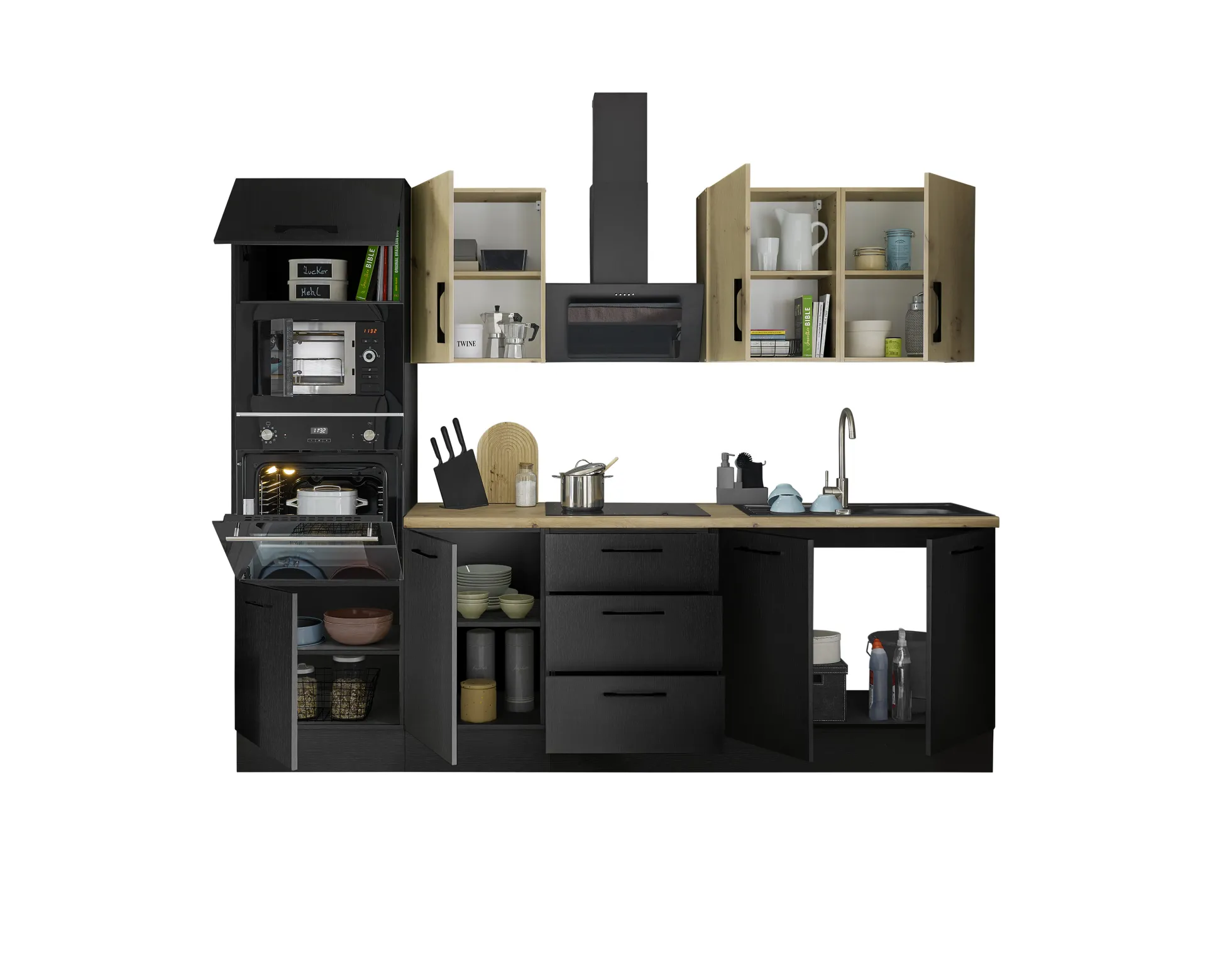 Küchenblock mit E-Geräten CORNWALL (Zeile-Backofen-Mikrowelle) VI