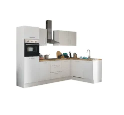 Küchenblock mit E-Geräten CORNWALL (Ecke-Backofen-Geschirrspüler-Kühlschrank) I