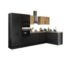 Küchenblock mit E-Geräten CORNWALL (Ecke-Backofen-Kühlschrank-Mikrowelle) III