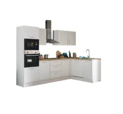 Küchenblock mit E-Geräten CORNWALL (Ecke-Backofen-Geschirrspüler-Mikrowelle) I