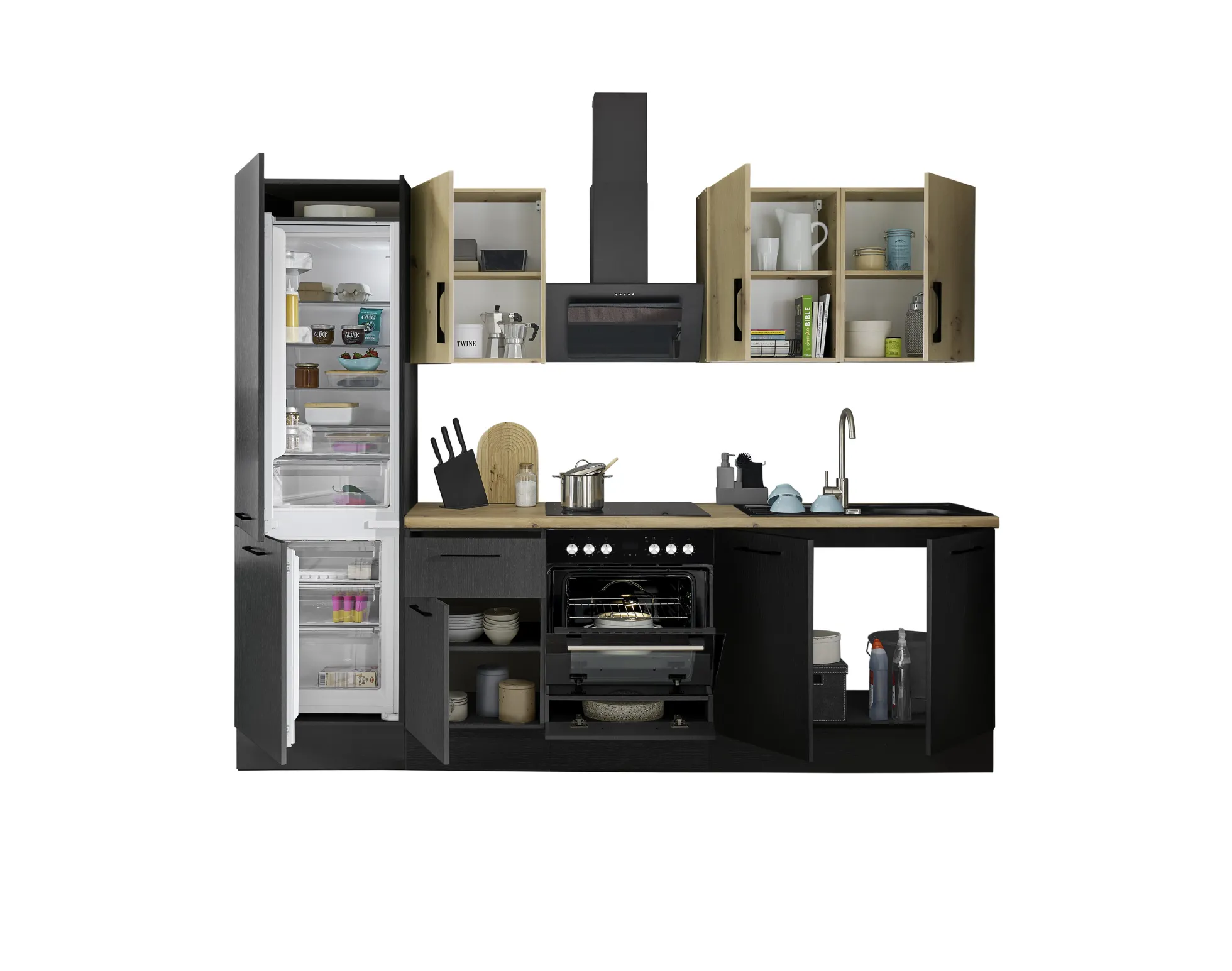 Küchenblock mit E-Geräten CORNWALL (Zeile-Kühlschrank) IV