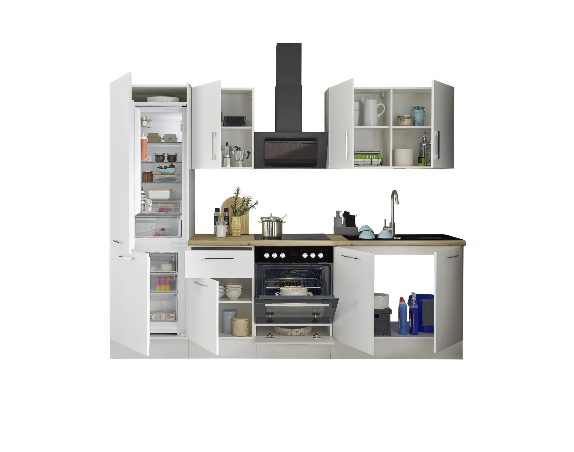 Küchenblock mit E-Geräten CORNWALL (Zeile-Kühlschrank) II