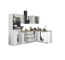 Küchenblock mit E-Geräten CORNWALL (Ecke-Backofen-Kühlschrank) II