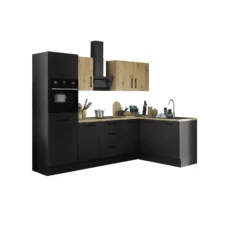 Küchenblock mit E-Geräten CORNWALL (Ecke-Backofen-Kühlschrank) VI