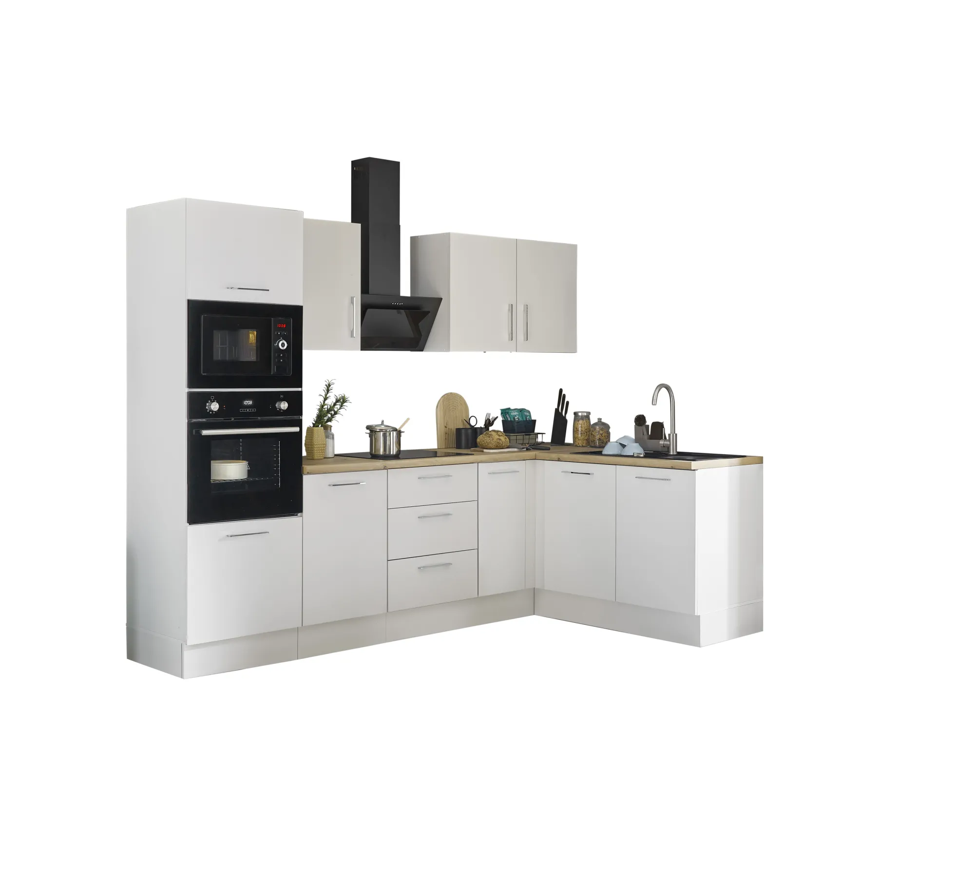 Küchenblock mit E-Geräten CORNWALL (Ecke-Backofen-Mikrowelle) II
