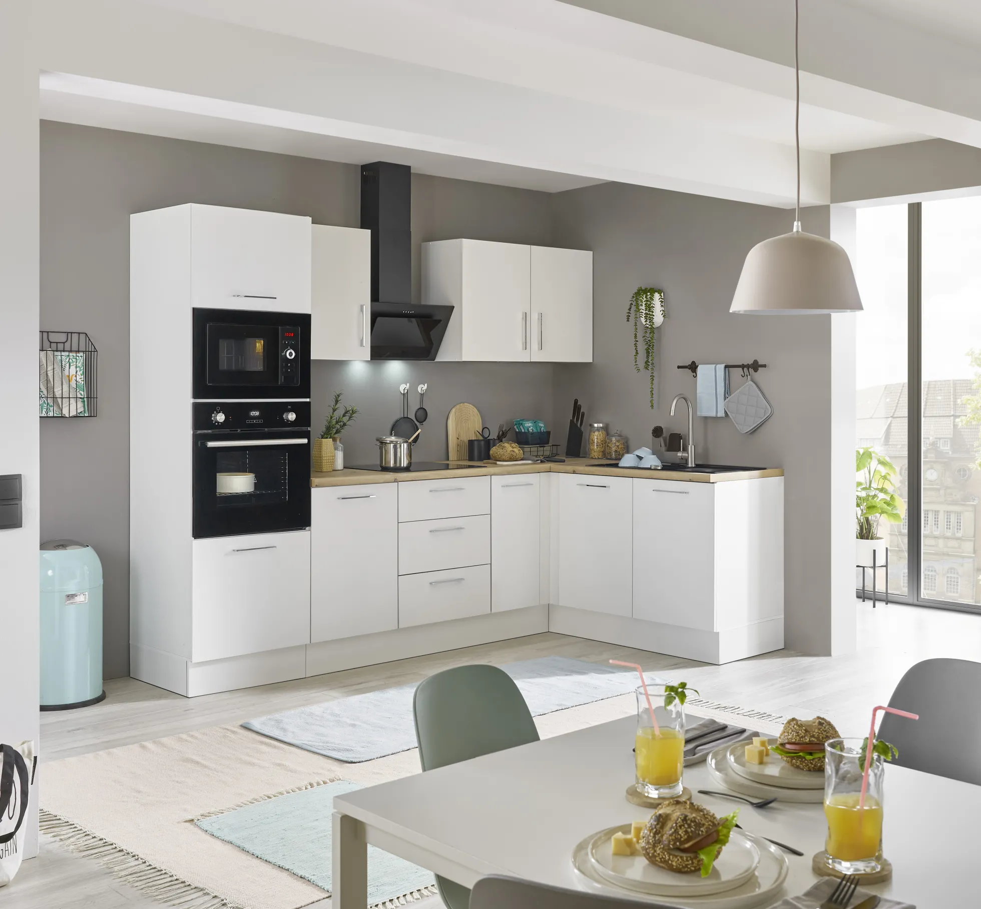 Küchenblock mit E-Geräten CORNWALL (Ecke-Backofen-Mikrowelle) II