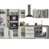 Küchenblock mit E-Geräten CORNWALL (Zeile-Backofen-Geschirrspüler-Kühlschrank-Mikrowelle-Apotheker) I