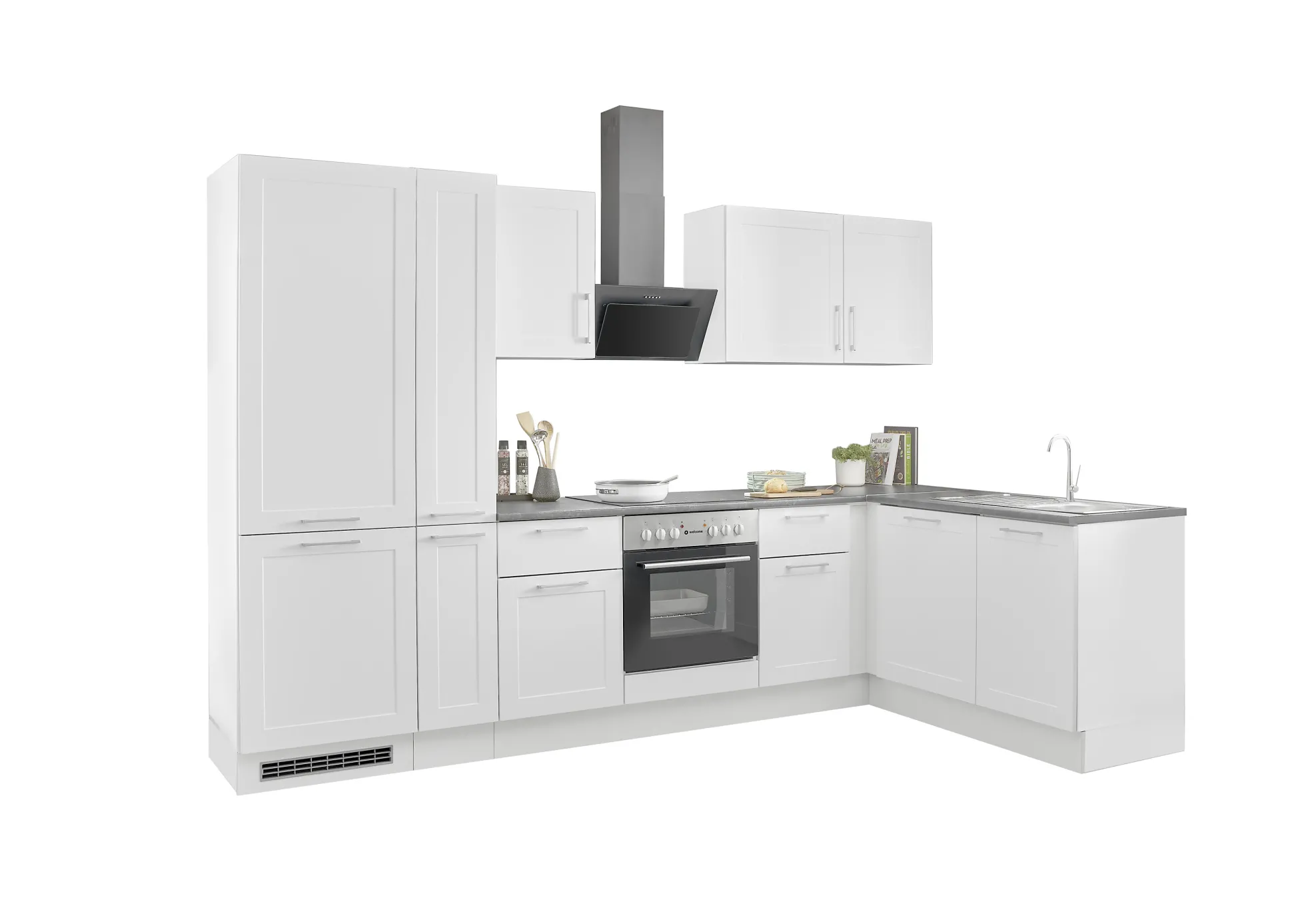 Küchenblock mit E-Geräten HASTINGS (Ecke-Kühlschrank-Apotheker) I