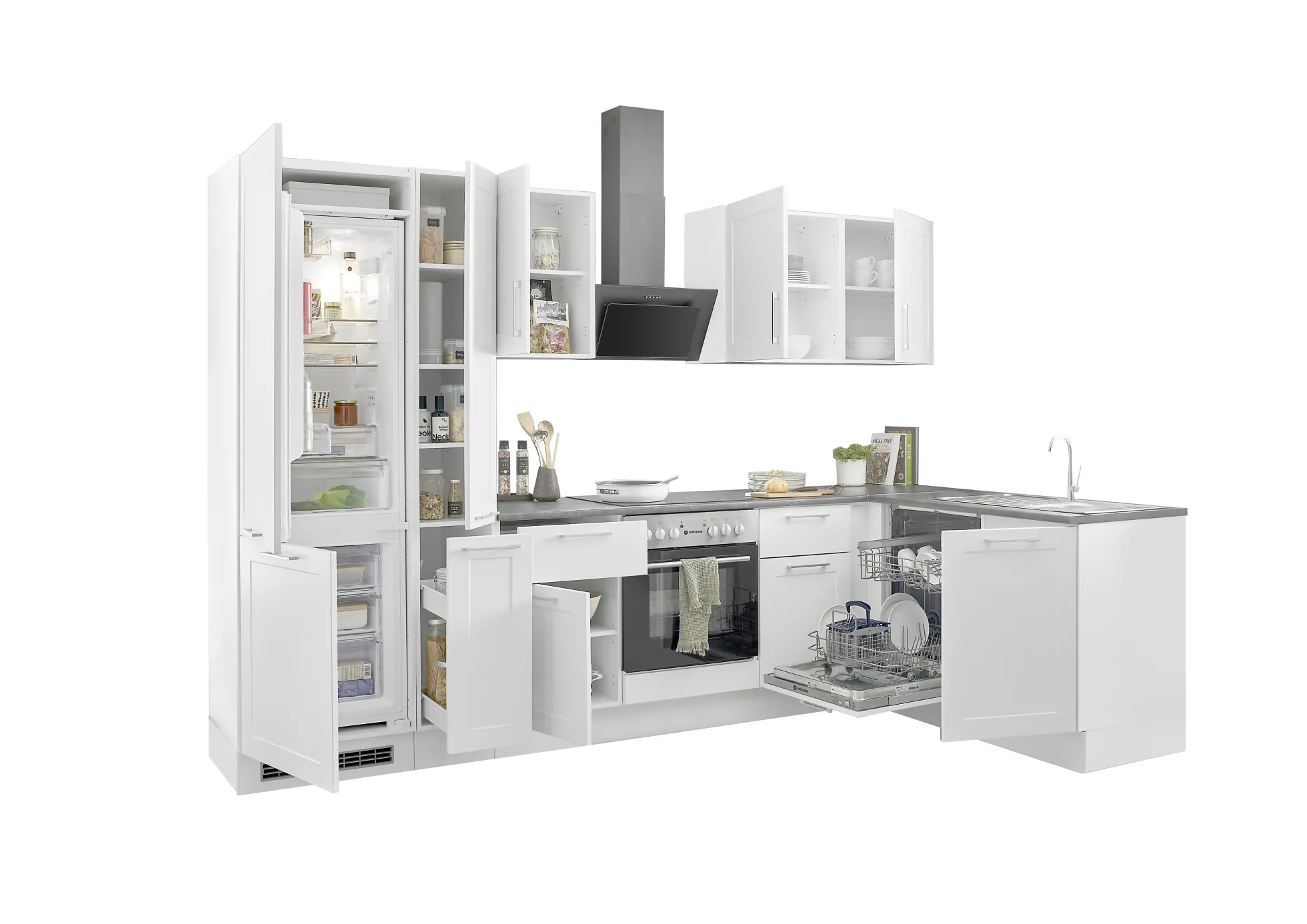 Küchenblock mit E-Geräten HASTINGS (Ecke-Kühlschrank-Apotheker) I