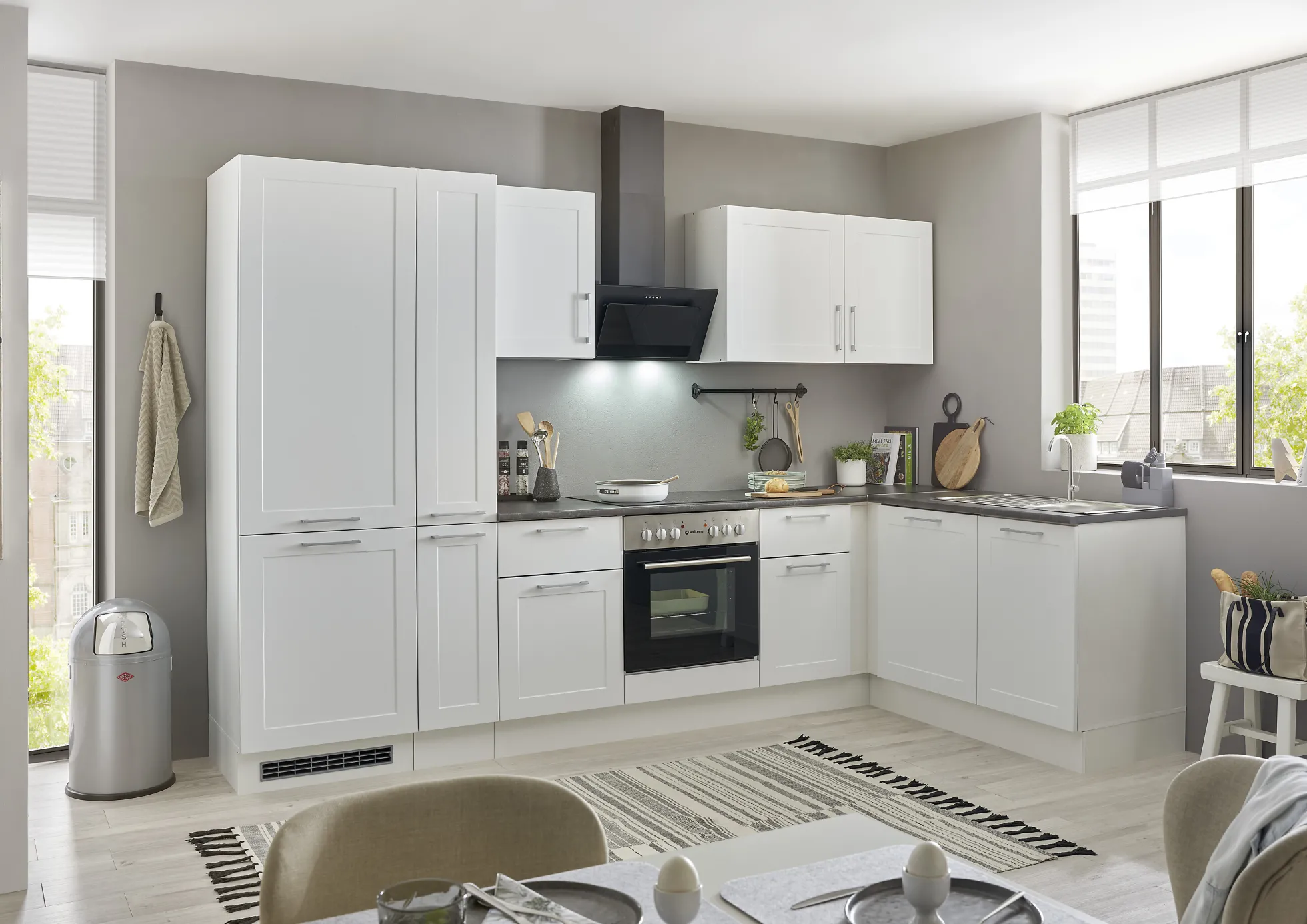 Küchenblock mit E-Geräten HASTINGS (Ecke-Kühlschrank-Apotheker) I