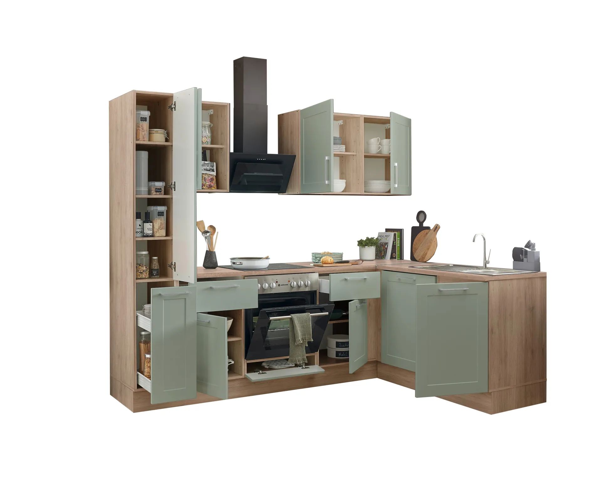 Küchenblock mit E-Geräten HASTINGS (Ecke-Apotheker) II