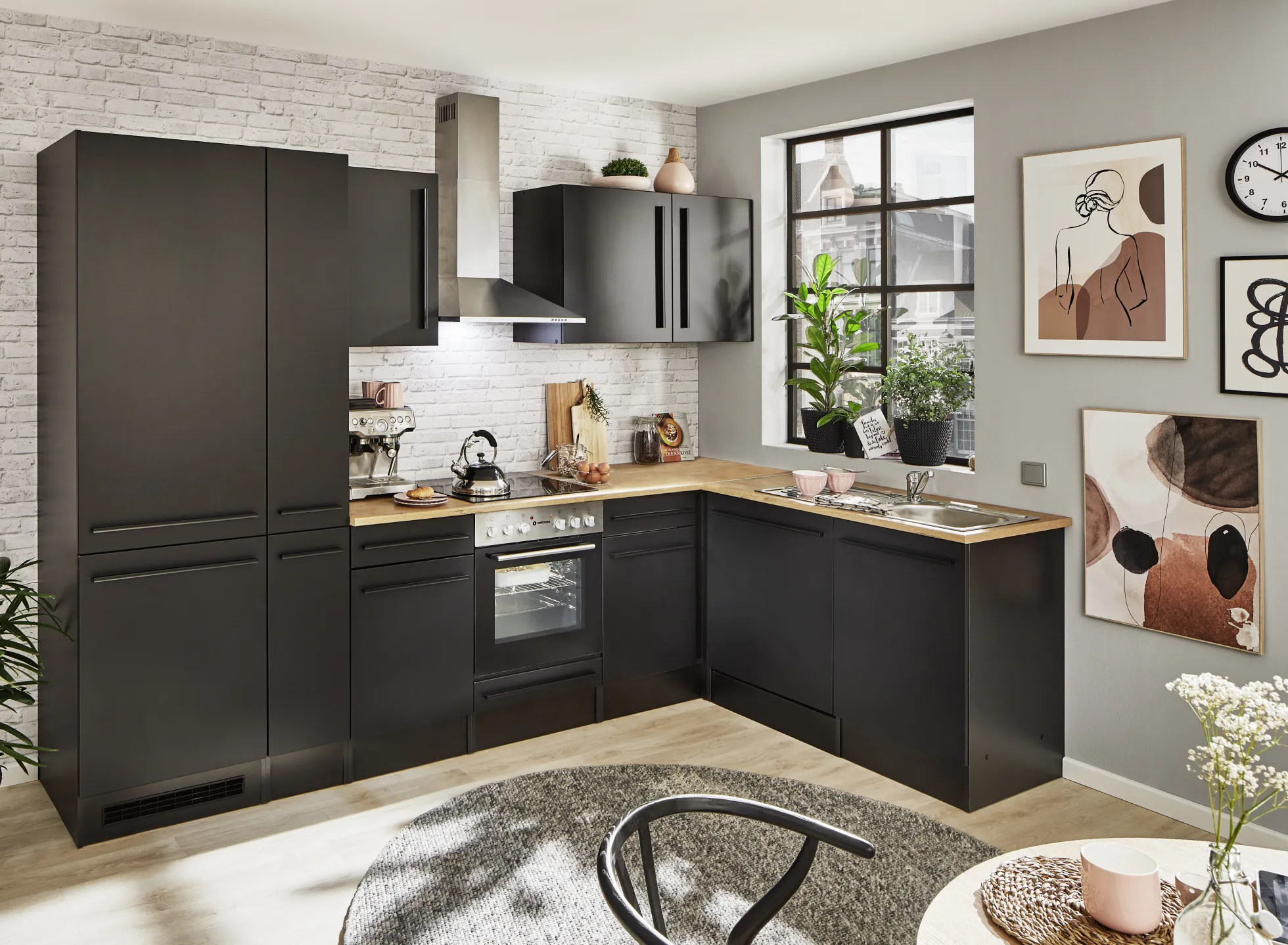 Küchenblock mit E-Geräten JAZZ 8 (Ecke-Kühlschrank-Apotheker) II