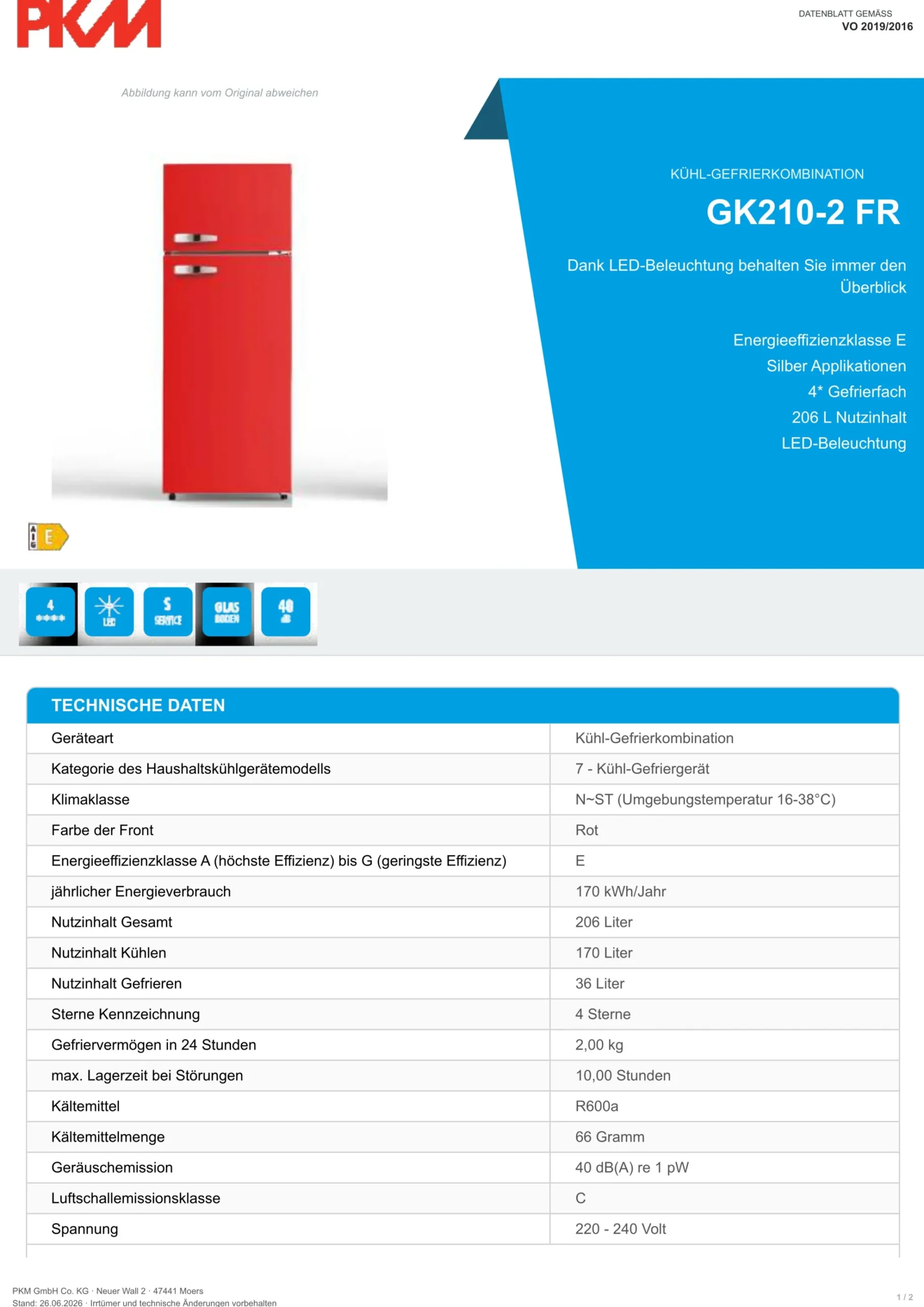 Kühl-Gefrierkombination GK210-2 FR