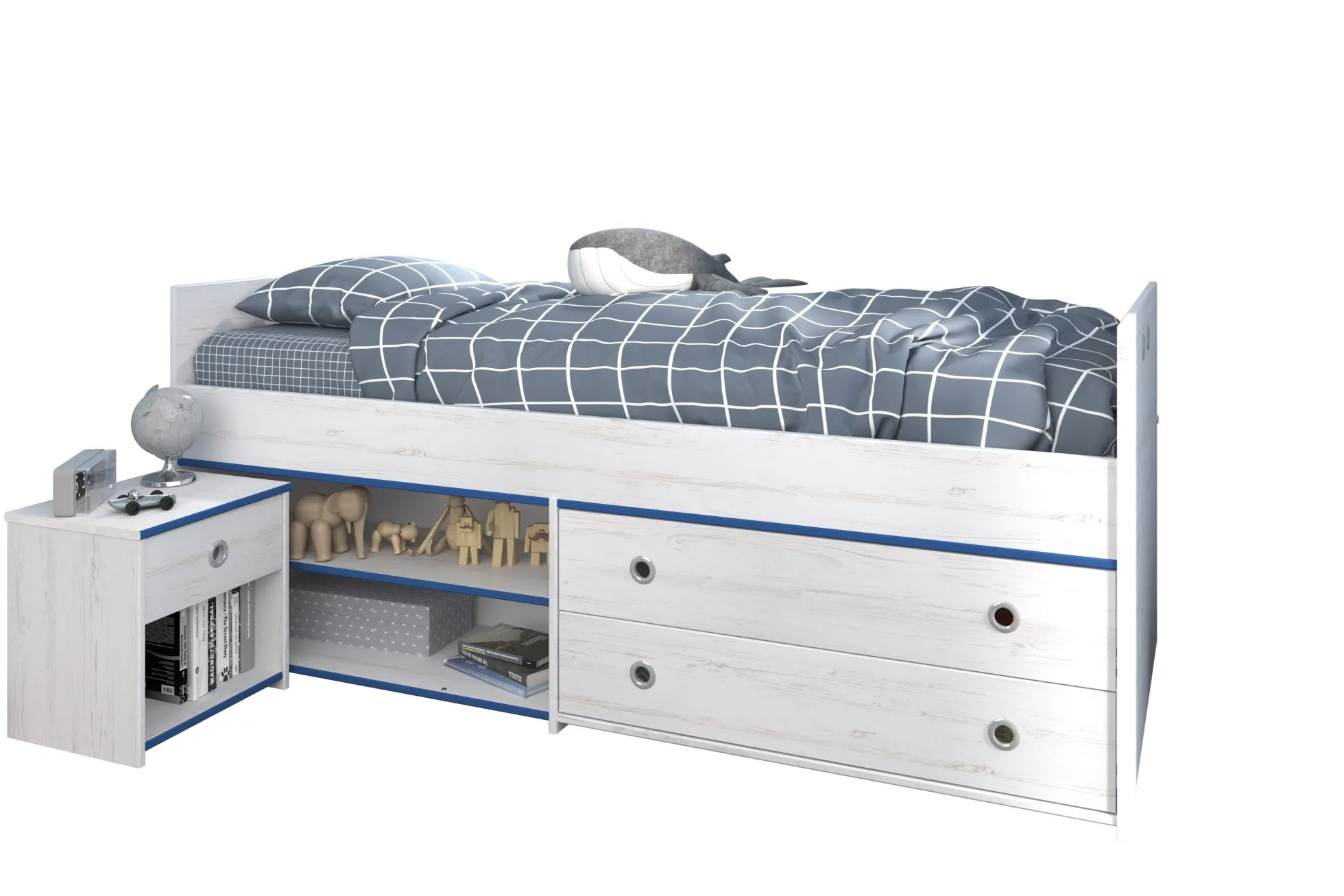Stauraumbett mit Nachtkommode SMOOZY 24a