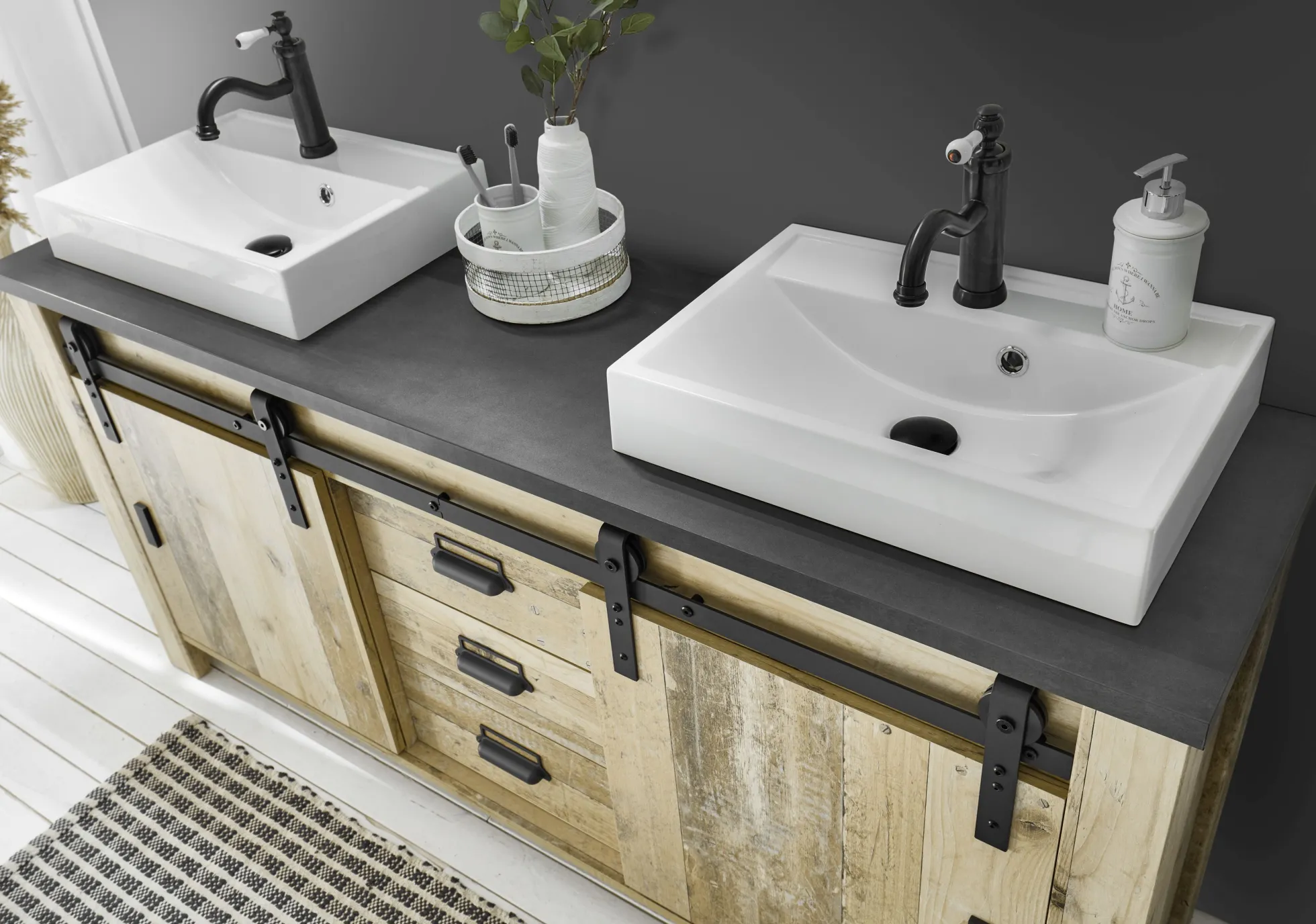 Unterschrank mit Doppelwaschbecken SHERWOOD