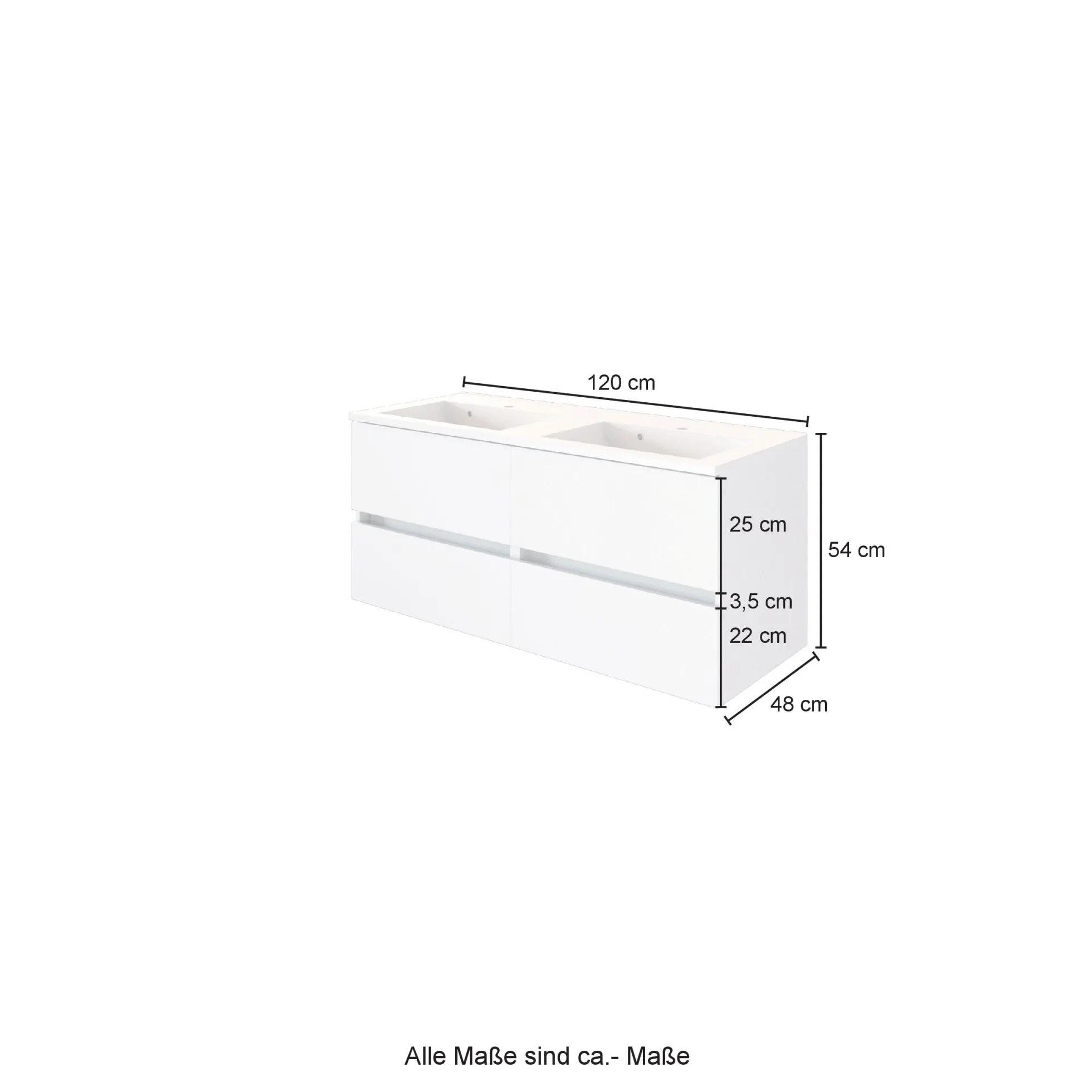 Waschbeckenunterschrank mit Doppelwaschbecken LUCCA